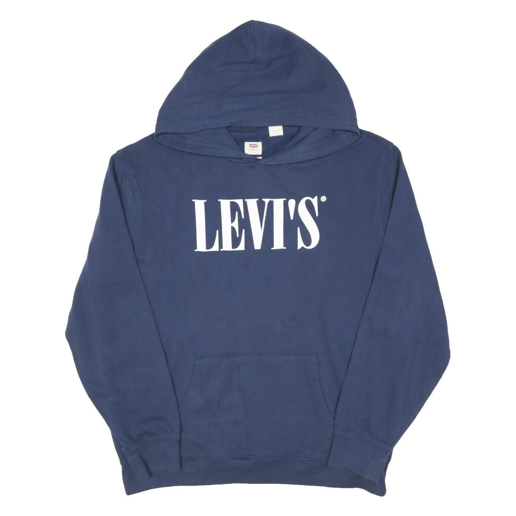 LEVI'S Womens Blue Hoodie L Cotton Blend Pullover Hooded Sweatshirt