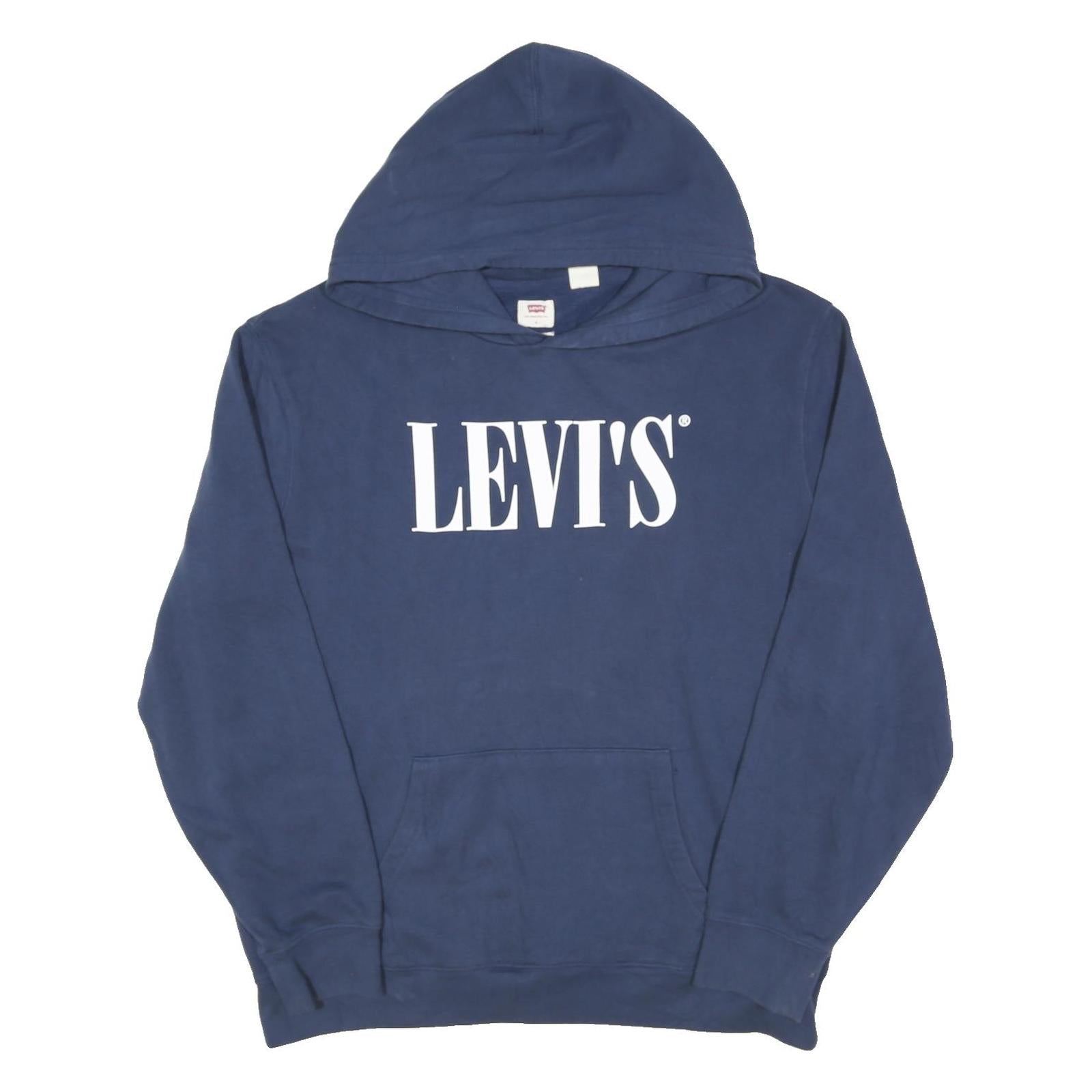 LEVI'S Womens Blue Hoodie L Cotton Blend Pullover Hooded Sweatshirt