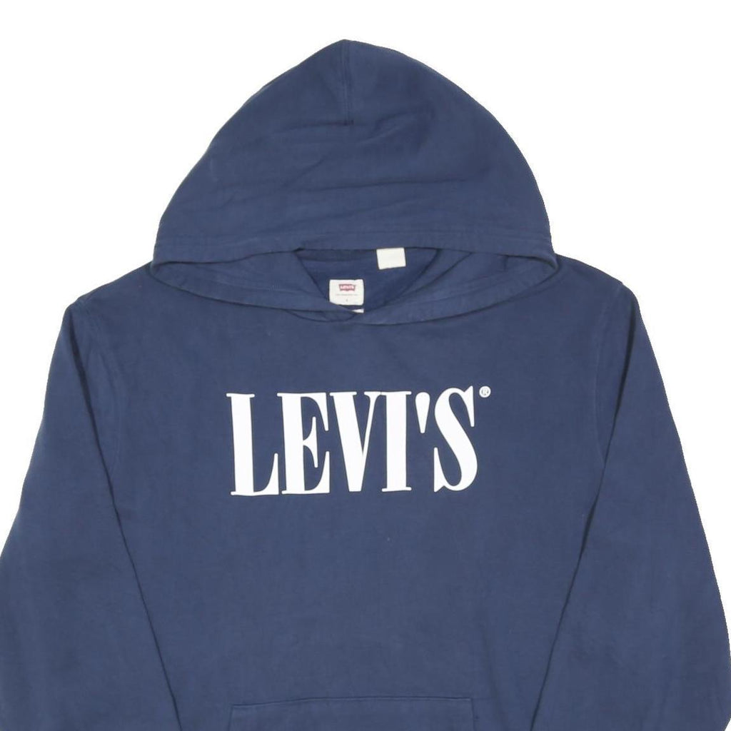 LEVI'S Womens Blue Hoodie L Cotton Blend Pullover Hooded Sweatshirt