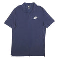 NIKE Mens Navy Blue Short Sleeve Plain L Polo Shirt Cotton Blend Casual