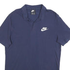 NIKE Mens Navy Blue Short Sleeve Plain L Polo Shirt Cotton Blend Casual