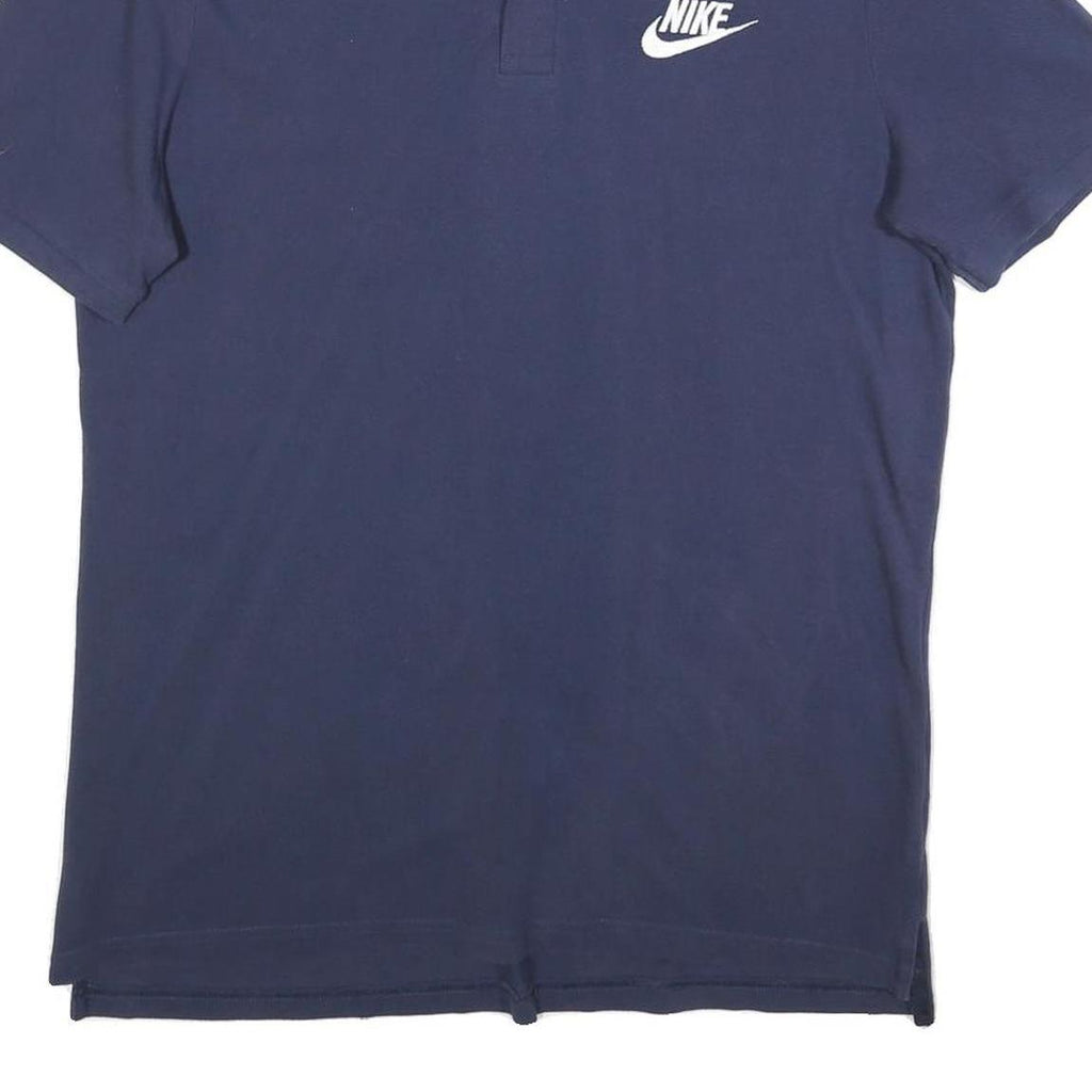 NIKE Mens Navy Blue Short Sleeve Plain L Polo Shirt Cotton Blend Casual