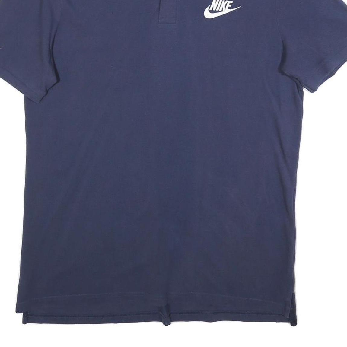 NIKE Mens Navy Blue Short Sleeve Plain L Polo Shirt Cotton Blend Casual