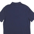 NIKE Mens Navy Blue Short Sleeve Plain L Polo Shirt Cotton Blend Casual
