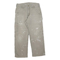 CARHARTT Mens Relaxed Beige Cotton Blend Trousers W32 L26 Workwear Zip Pocket