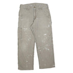 CARHARTT Mens Relaxed Beige Cotton Blend Trousers W32 L26 Workwear Zip Pocket