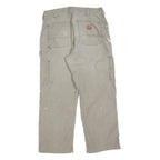CARHARTT Mens Relaxed Beige Cotton Blend Trousers W32 L26 Workwear Zip Pocket