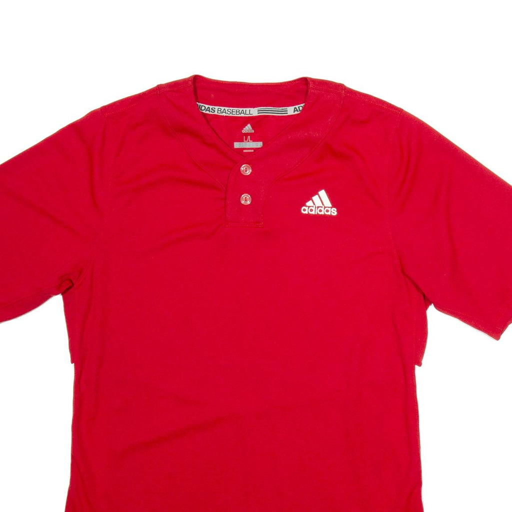 ADIDAS Baseball Mens Jersey Red Button Neck L