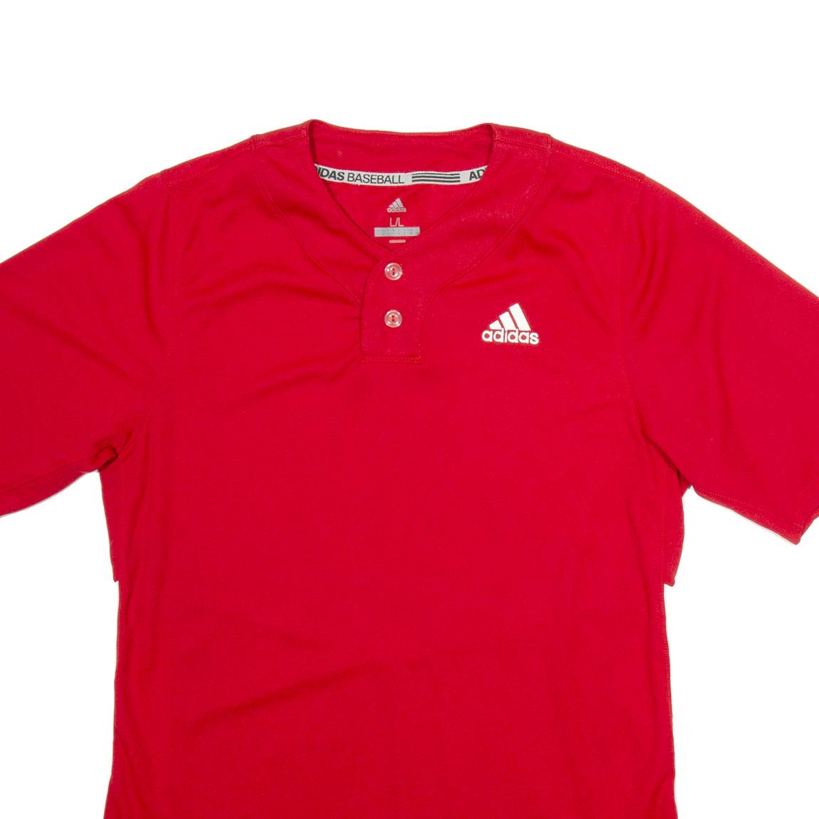 ADIDAS Baseball Mens Jersey Red Button Neck L