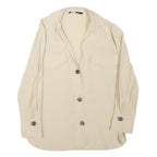ZARA Womens Cream Cotton Blend Shirt Long Sleeve Collared M Classic Button