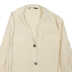 ZARA Womens Cream Cotton Blend Shirt Long Sleeve Collared M Classic Button