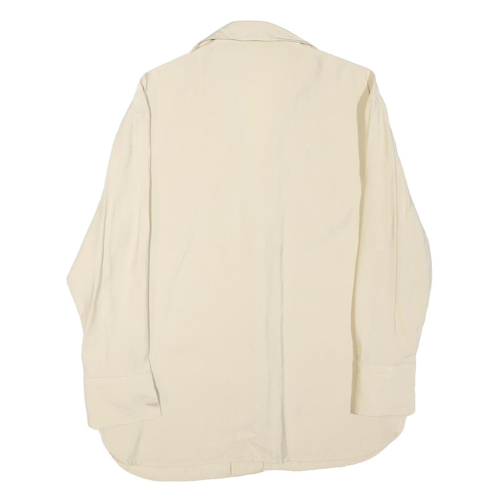 ZARA Womens Cream Cotton Blend Shirt Long Sleeve Collared M Classic Button