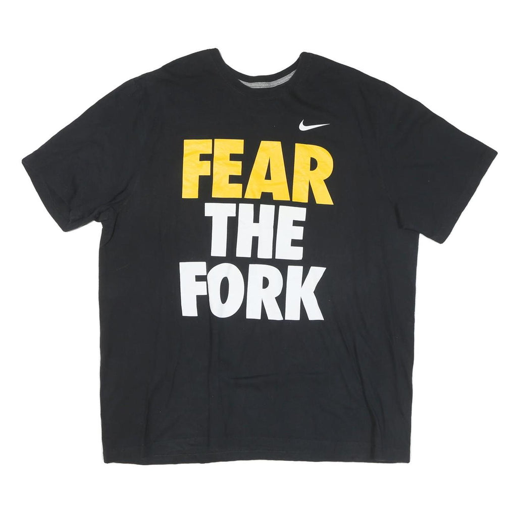 NIKE Mens Black Fear The Fork Graphic T-Shirt 2XL Short Sleeve Crew Neck