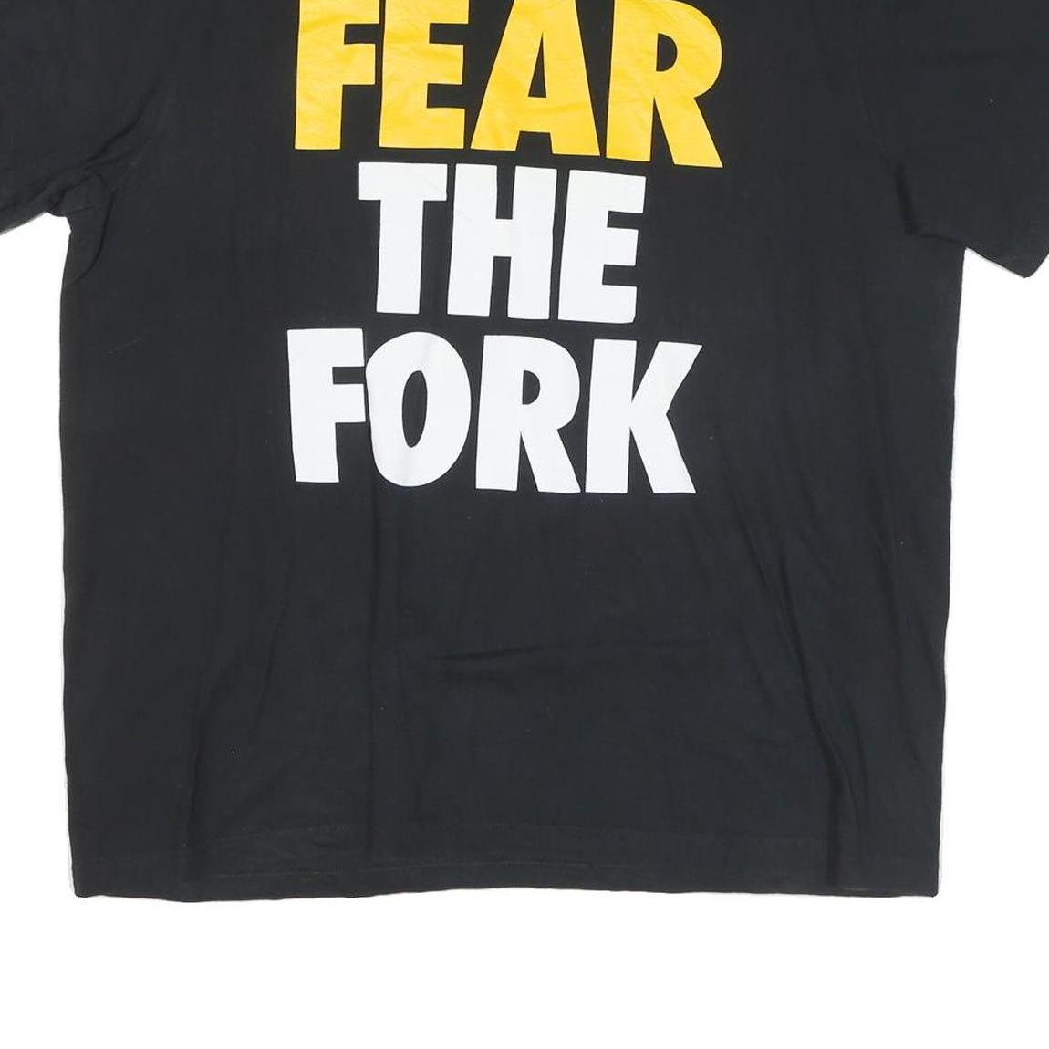 NIKE Mens Black Fear The Fork Graphic T-Shirt 2XL Short Sleeve Crew Neck