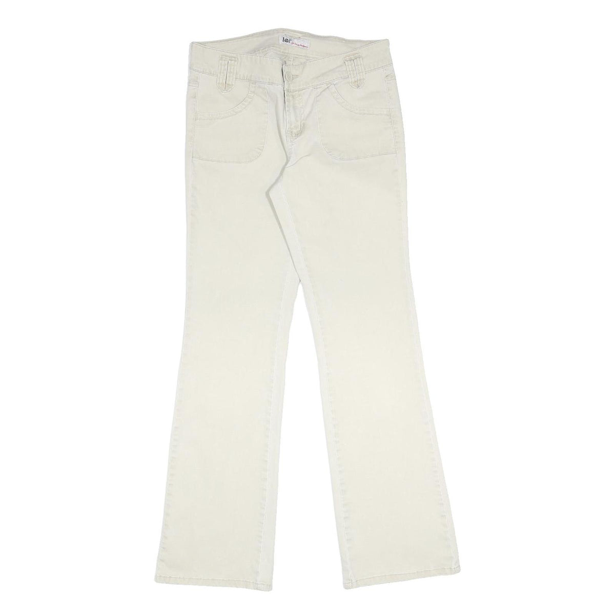 LEI Womens Cotton Blend Beige Regular Fit Straight Leg Trousers W30 L31 Casual