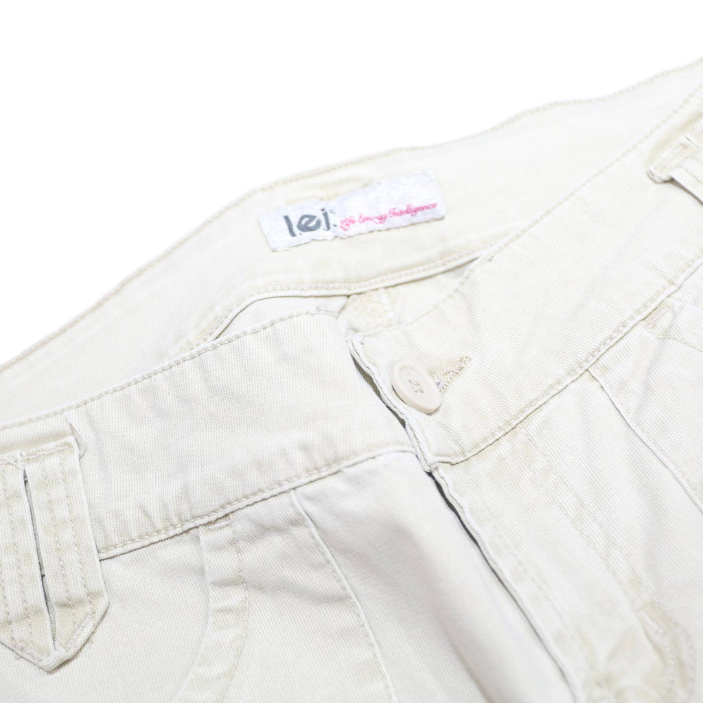 LEI Womens Cotton Blend Beige Regular Fit Straight Leg Trousers W30 L31 Casual