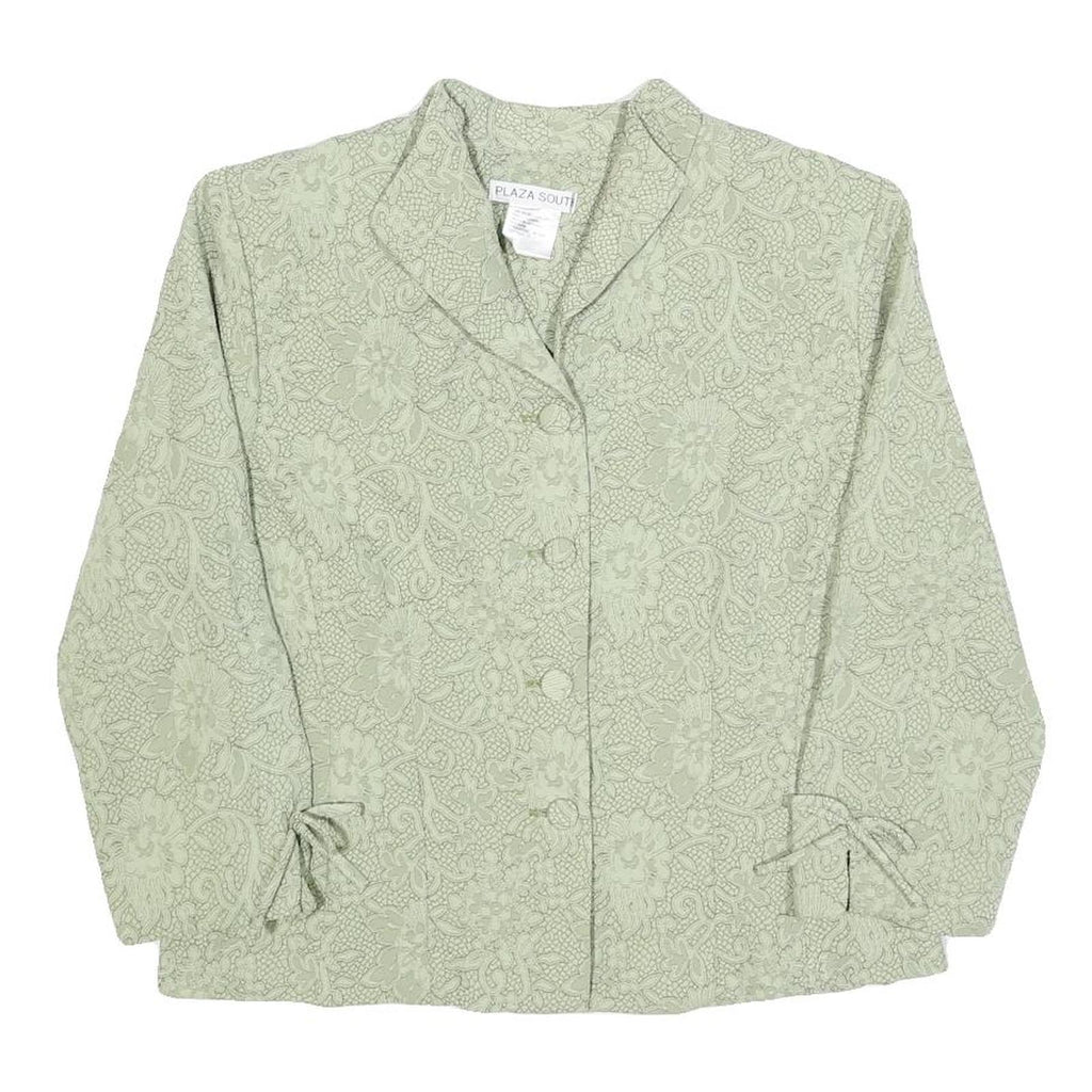 PLAZA SOUTH Womens Green Printed Shirt Long Sleeve Collared S Elegant
