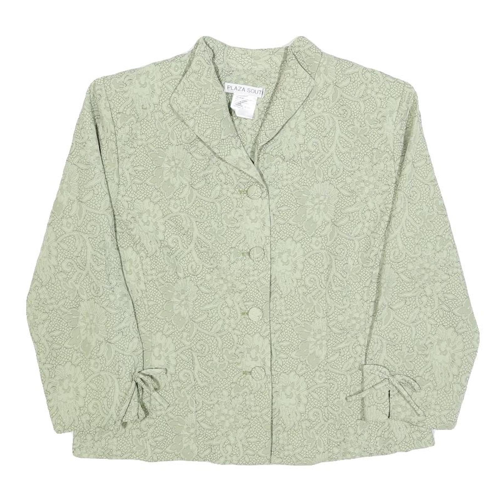 PLAZA SOUTH Womens Green Printed Shirt Long Sleeve Collared S Elegant