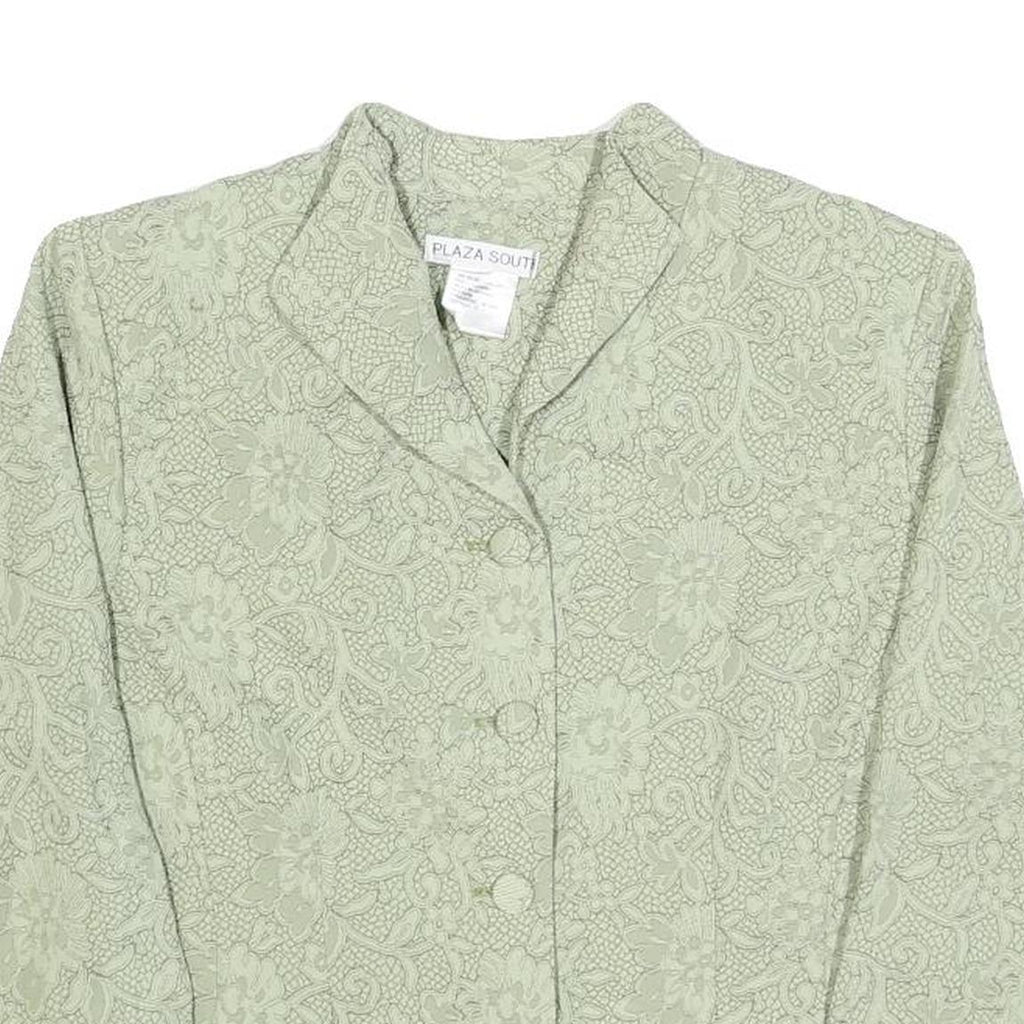 PLAZA SOUTH Womens Green Printed Shirt Long Sleeve Collared S Elegant