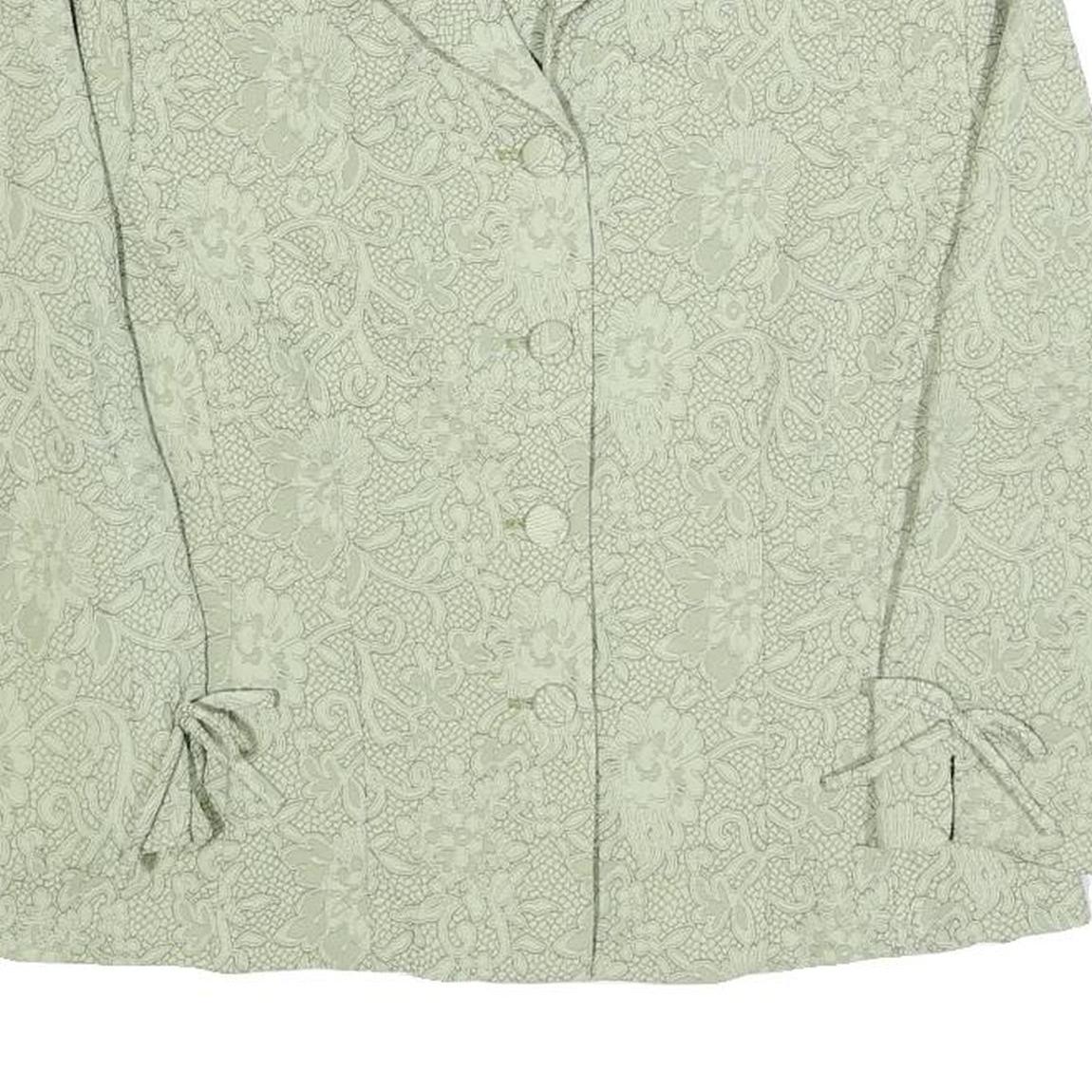 PLAZA SOUTH Womens Green Printed Shirt Long Sleeve Collared S Elegant