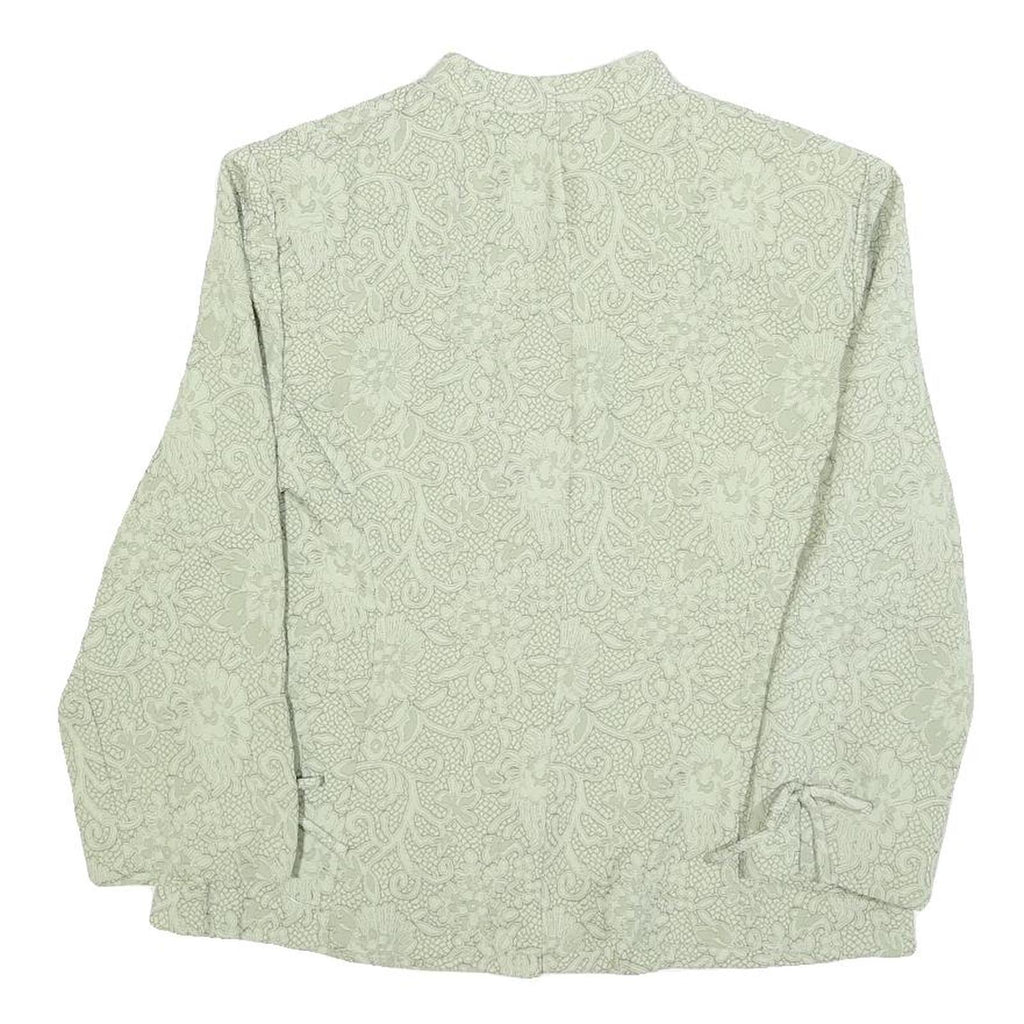 PLAZA SOUTH Womens Green Printed Shirt Long Sleeve Collared S Elegant