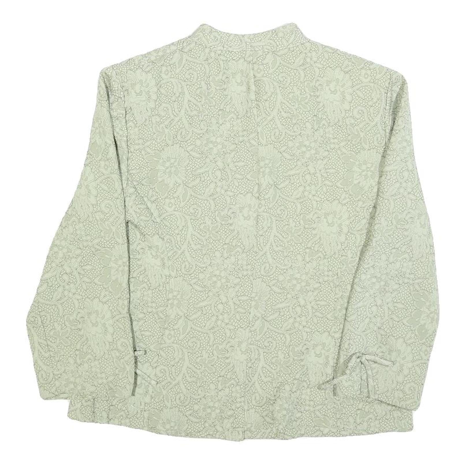 PLAZA SOUTH Womens Green Printed Shirt Long Sleeve Collared S Elegant