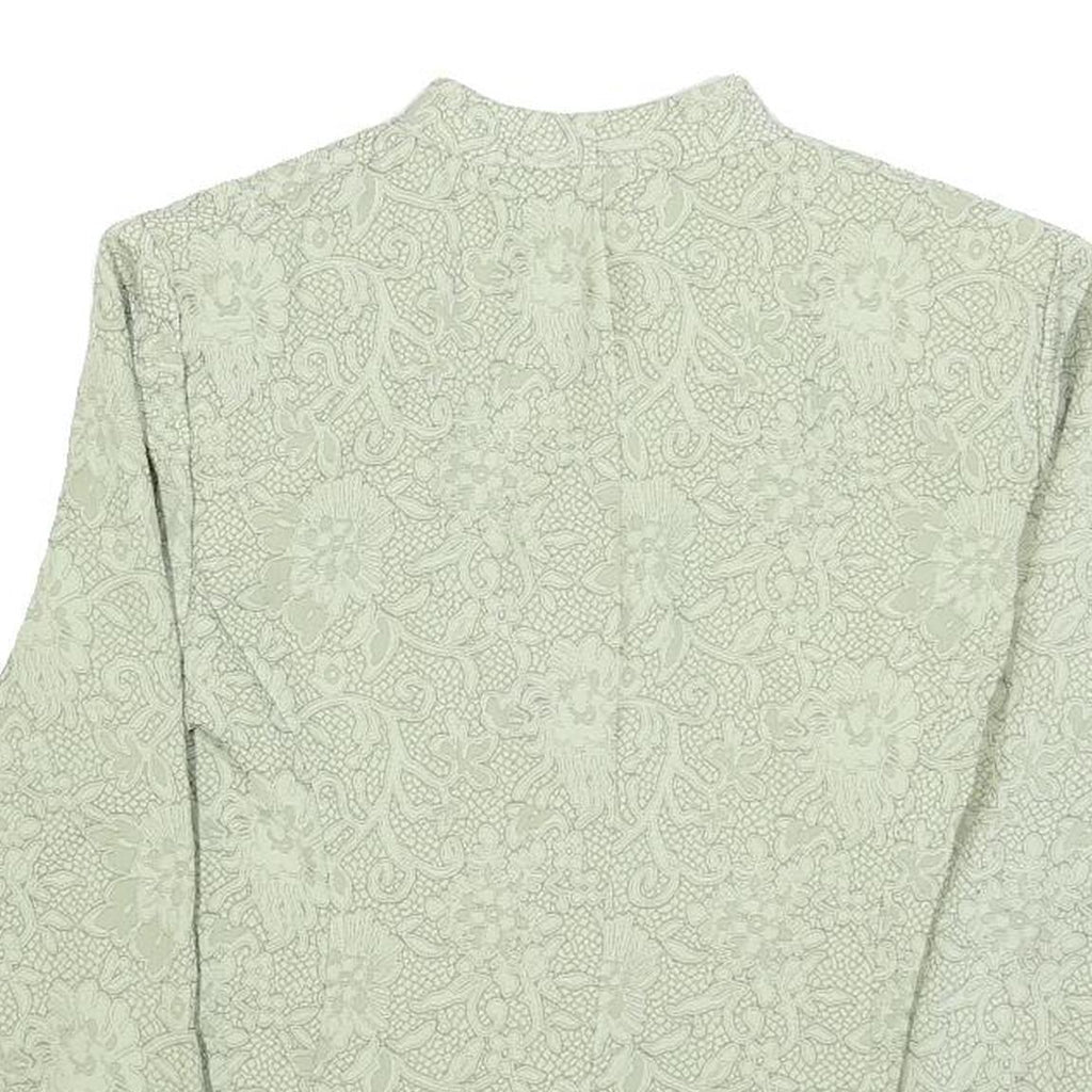 PLAZA SOUTH Womens Green Printed Shirt Long Sleeve Collared S Elegant