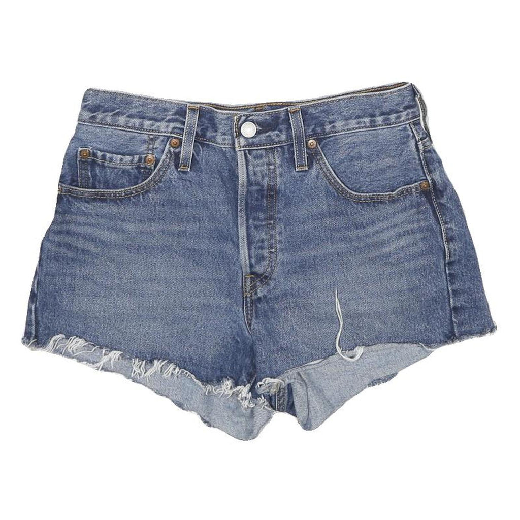 LEVI'S Womens Denim Blue Cut-Off Shorts S W28 Raw Hem Classic Fit
