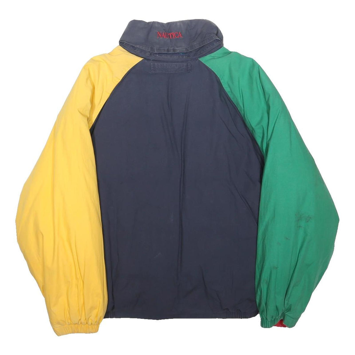 NAUTICA Mens Blue Green & Yellow Colourblock Outdoor Jacket L Polyester Blend