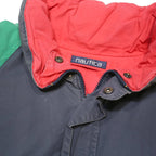 NAUTICA Mens Blue Green & Yellow Colourblock Outdoor Jacket L Polyester Blend