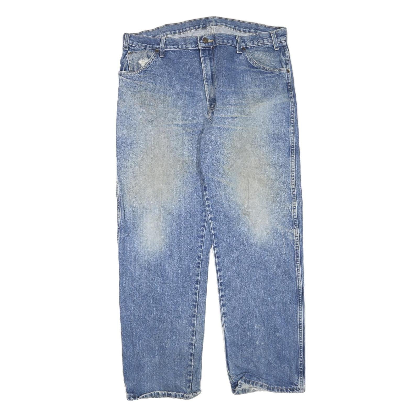 DICKIES Mens Regular Fit Blue Denim Jeans W40 L32 Cotton Blend Zip Closure