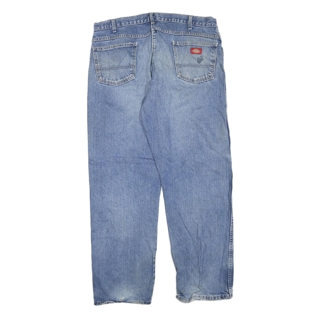 DICKIES Mens Regular Fit Blue Denim Jeans W40 L32 Cotton Blend Zip Closure