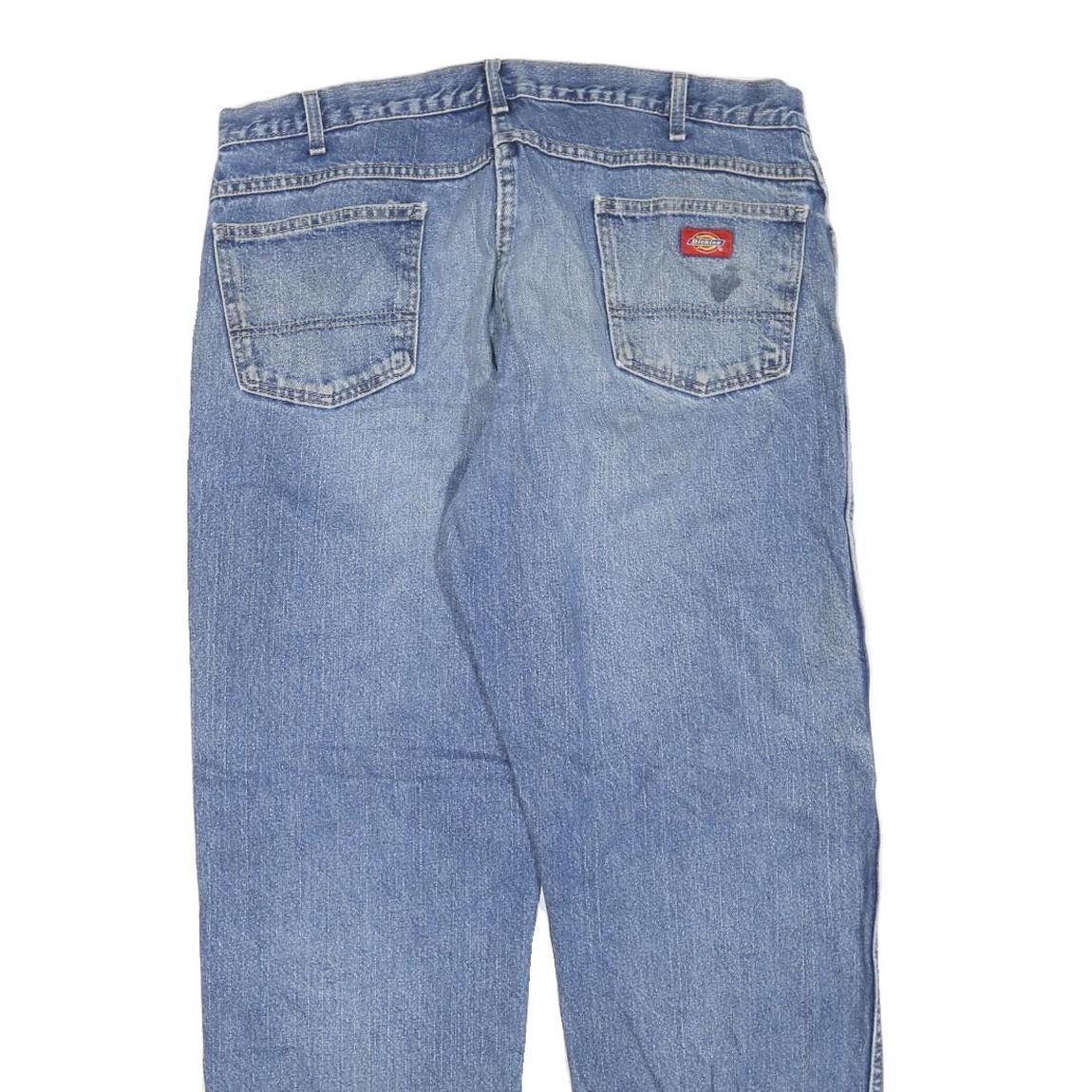 DICKIES Mens Regular Fit Blue Denim Jeans W40 L32 Cotton Blend Zip Closure