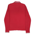 FILA Mens Red Long Sleeve Plain Polo Shirt L Cotton Classic Fit