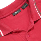 FILA Mens Red Long Sleeve Plain Polo Shirt L Cotton Classic Fit