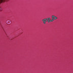 FILA Mens Red Long Sleeve Plain Polo Shirt L Cotton Classic Fit
