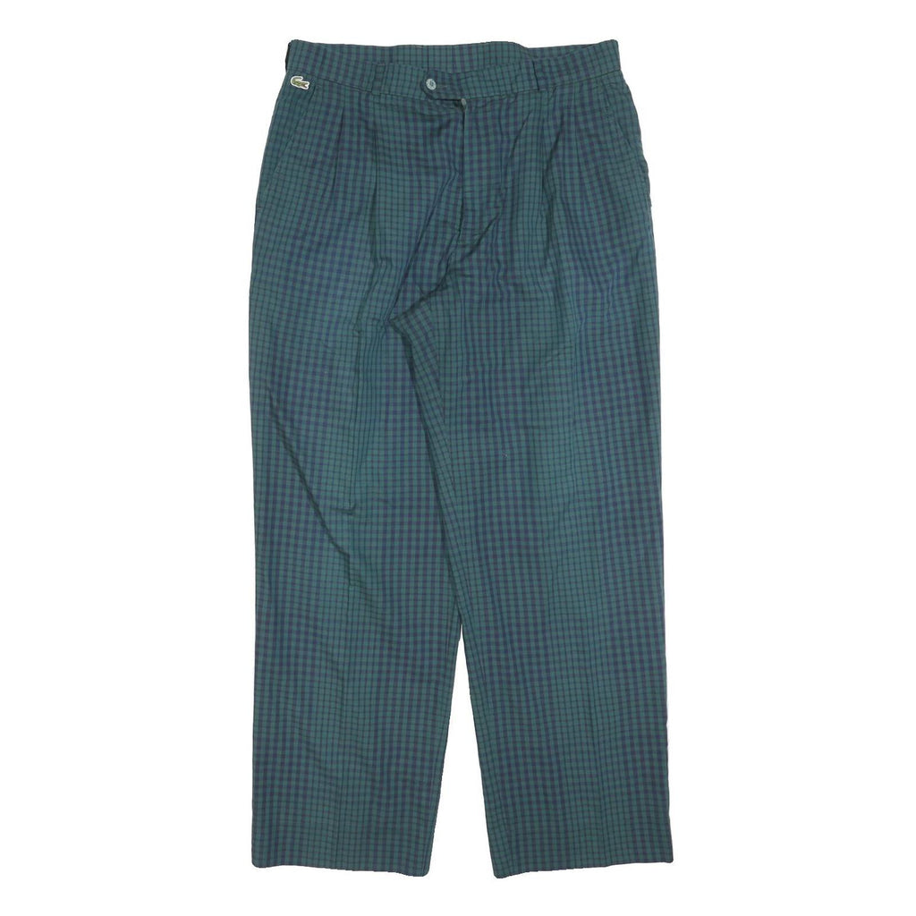 LACOSTE Mens Polyester Blend Blue & Green Check Relaxed Straight Trousers W32