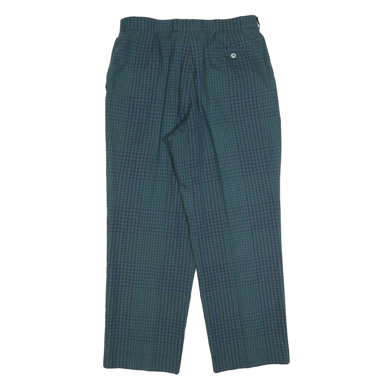 LACOSTE Mens Polyester Blend Blue & Green Check Relaxed Straight Trousers W32