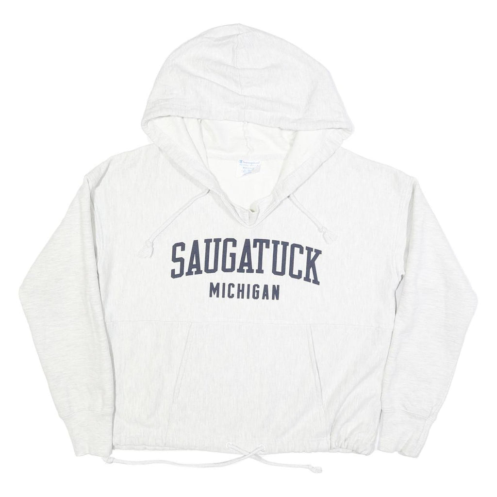 CHAMPION REVERSE WEAVE Womens White Saugatuck Michigan Pullover Hoodie M Cotton