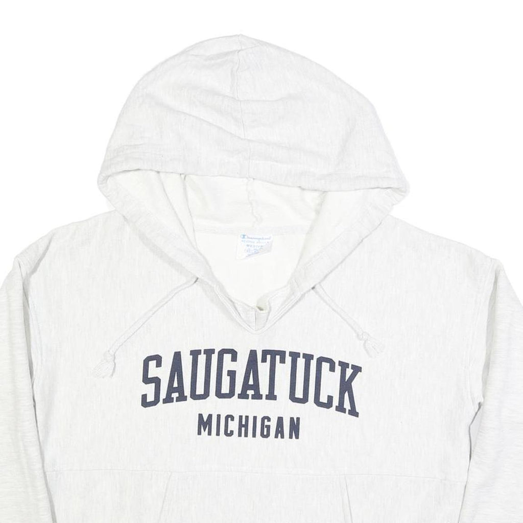 CHAMPION REVERSE WEAVE Womens White Saugatuck Michigan Pullover Hoodie M Cotton