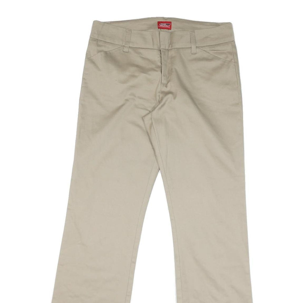 DICKIES Mens Regular Beige Cotton Blend Trousers W32 L32 Zip Closure Straight