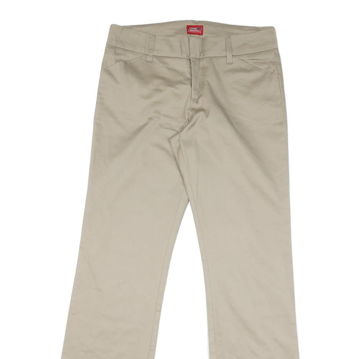 DICKIES Mens Regular Beige Cotton Blend Trousers W32 L32 Zip Closure Straight