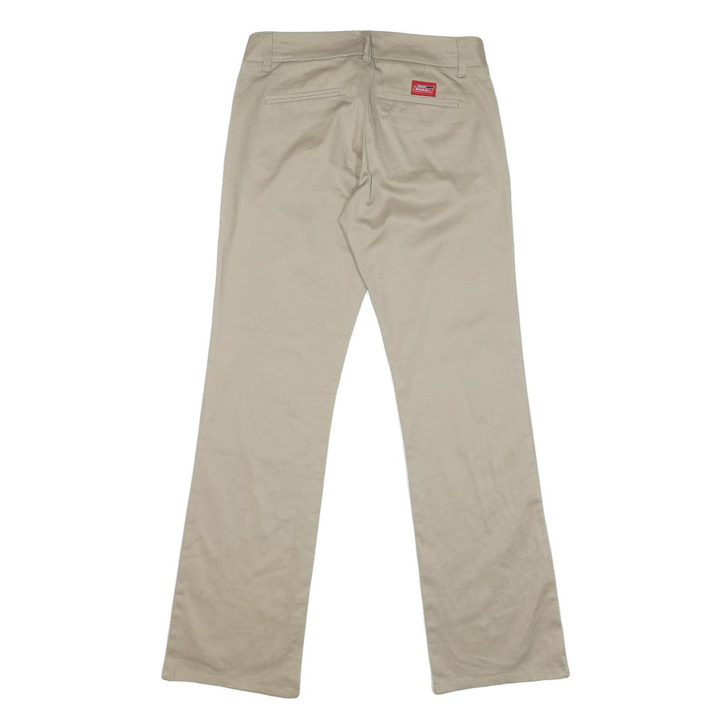 DICKIES Mens Regular Beige Cotton Blend Trousers W32 L32 Zip Closure Straight
