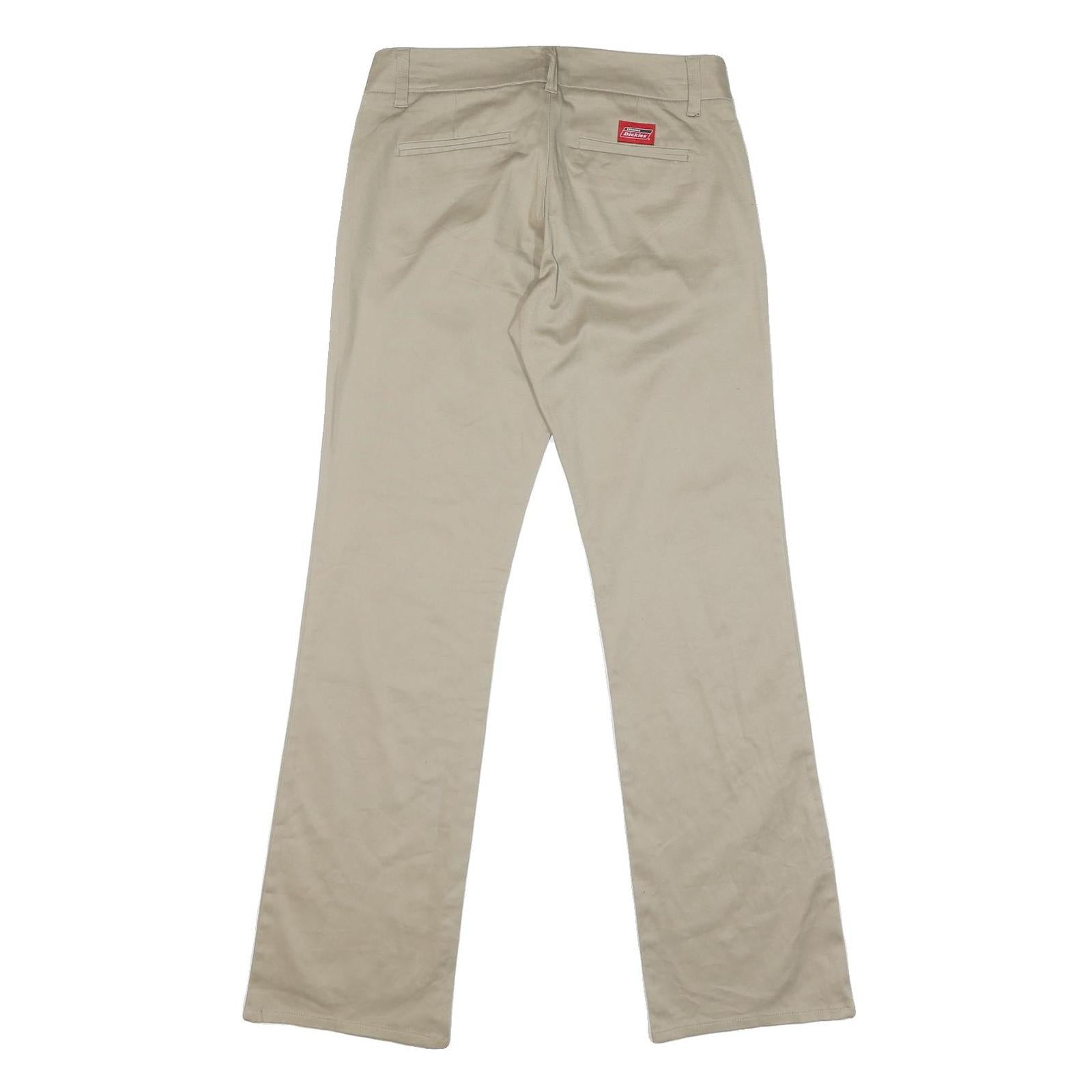 DICKIES Mens Regular Beige Cotton Blend Trousers W32 L32 Zip Closure Straight