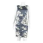 COAST Womens Bodycon Dress Grey Silk Floral Sleeveless Knee Length UK 8