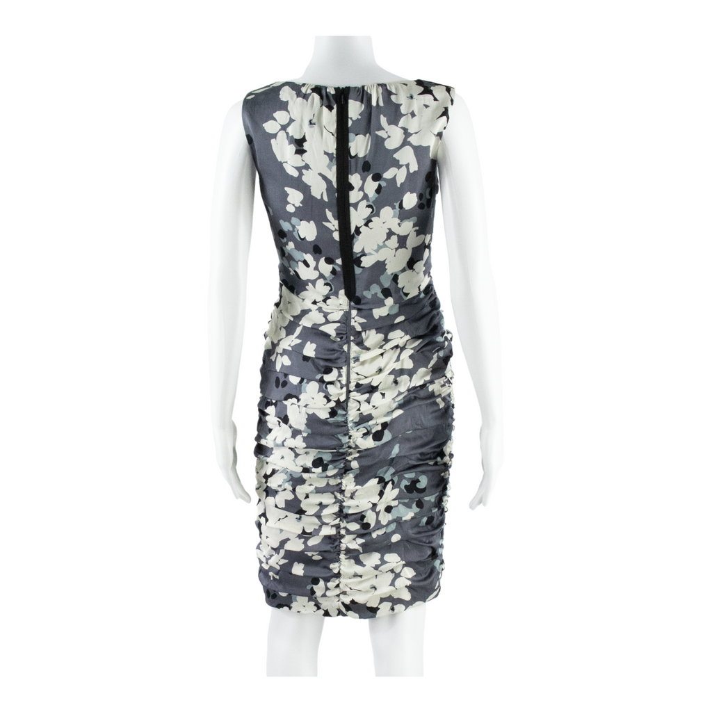 COAST Womens Bodycon Dress Grey Silk Floral Sleeveless Knee Length UK 8