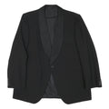 Mens Black Wool Blend Classic Jacket M Plain Button Closure Elegant Style