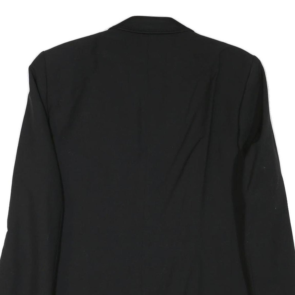 Mens Black Wool Blend Classic Jacket M Plain Button Closure Elegant Style