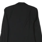 Mens Black Wool Blend Classic Jacket M Plain Button Closure Elegant Style