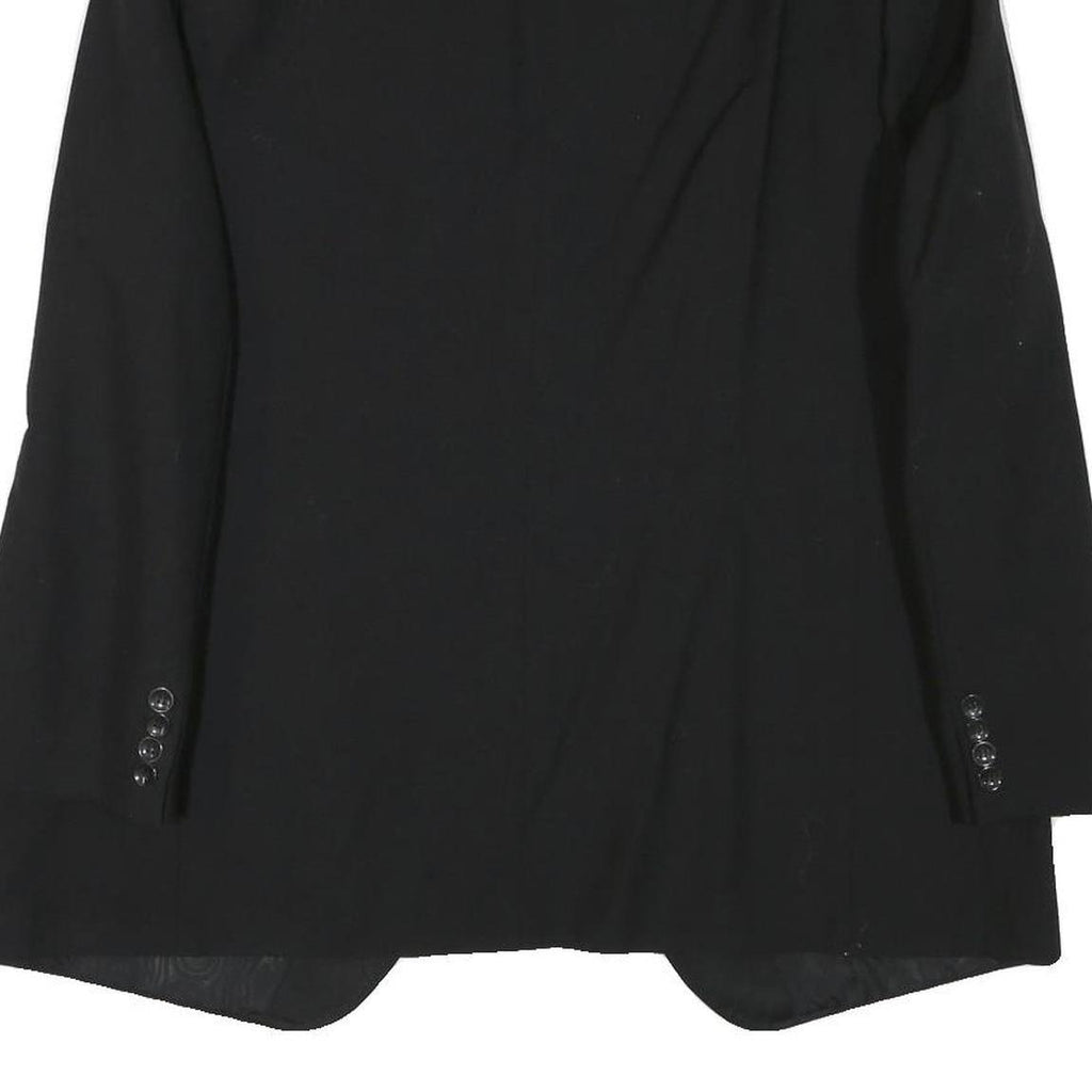 Mens Black Wool Blend Classic Jacket M Plain Button Closure Elegant Style